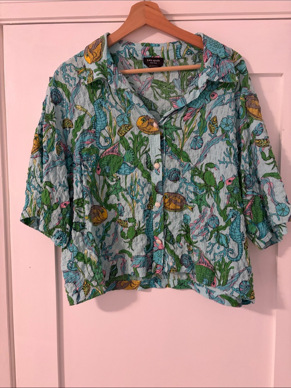 kate spade Light Blue Ocean Print Button-Down Shirt